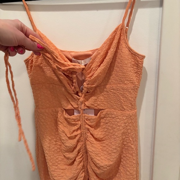 Wayf Iris Ruffle Hem Dress Women's Size Small NWT Tangerine Revolve - Picture 7 of 15